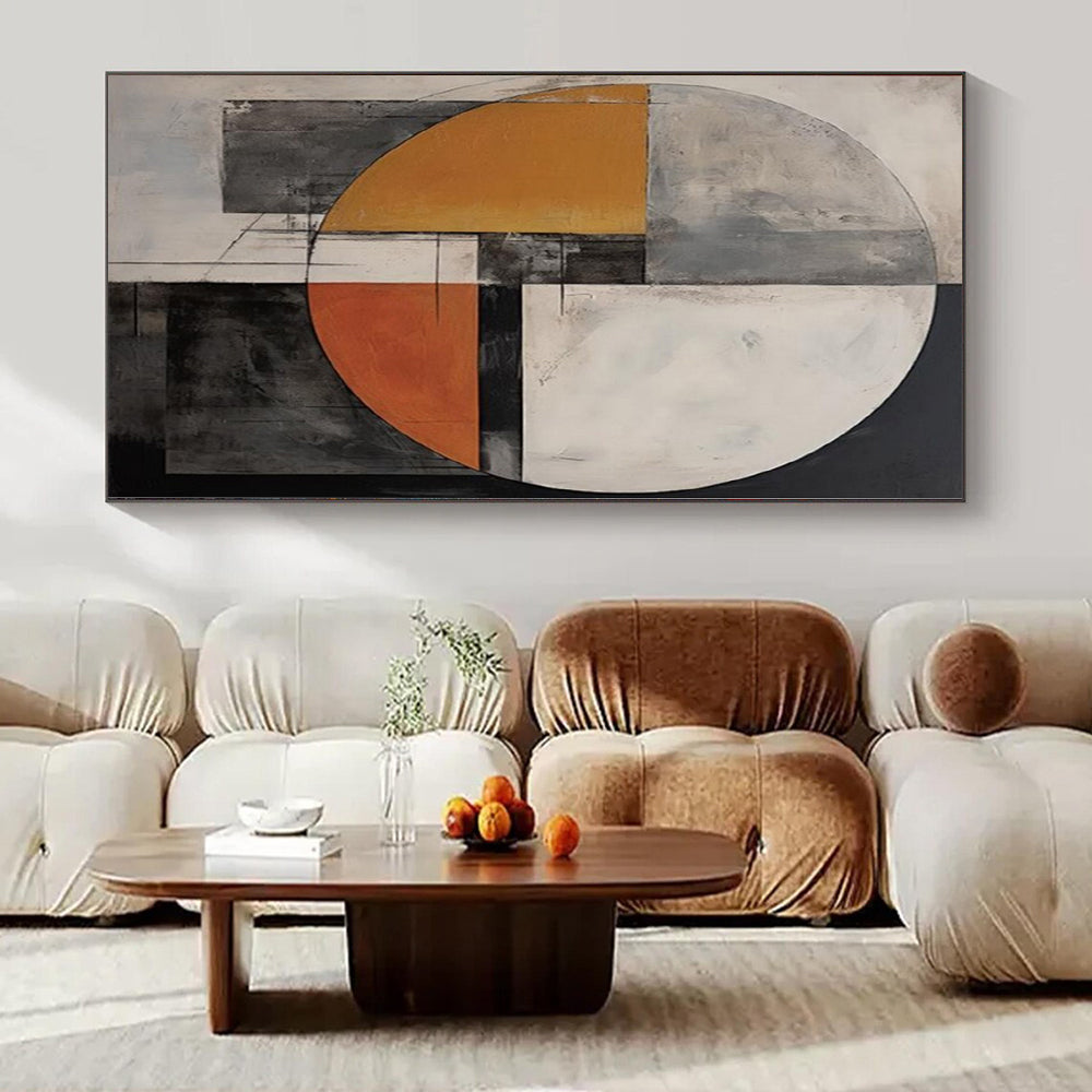 Circular Geometric Design in Warm and Cool Tones "Colorful Circumference" Abstract Painting On Canvas PS1208