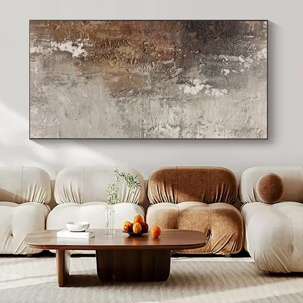 “Gray - Brown Textured Abstract” - Rustic Abstract Painting On Canvas PS0116
