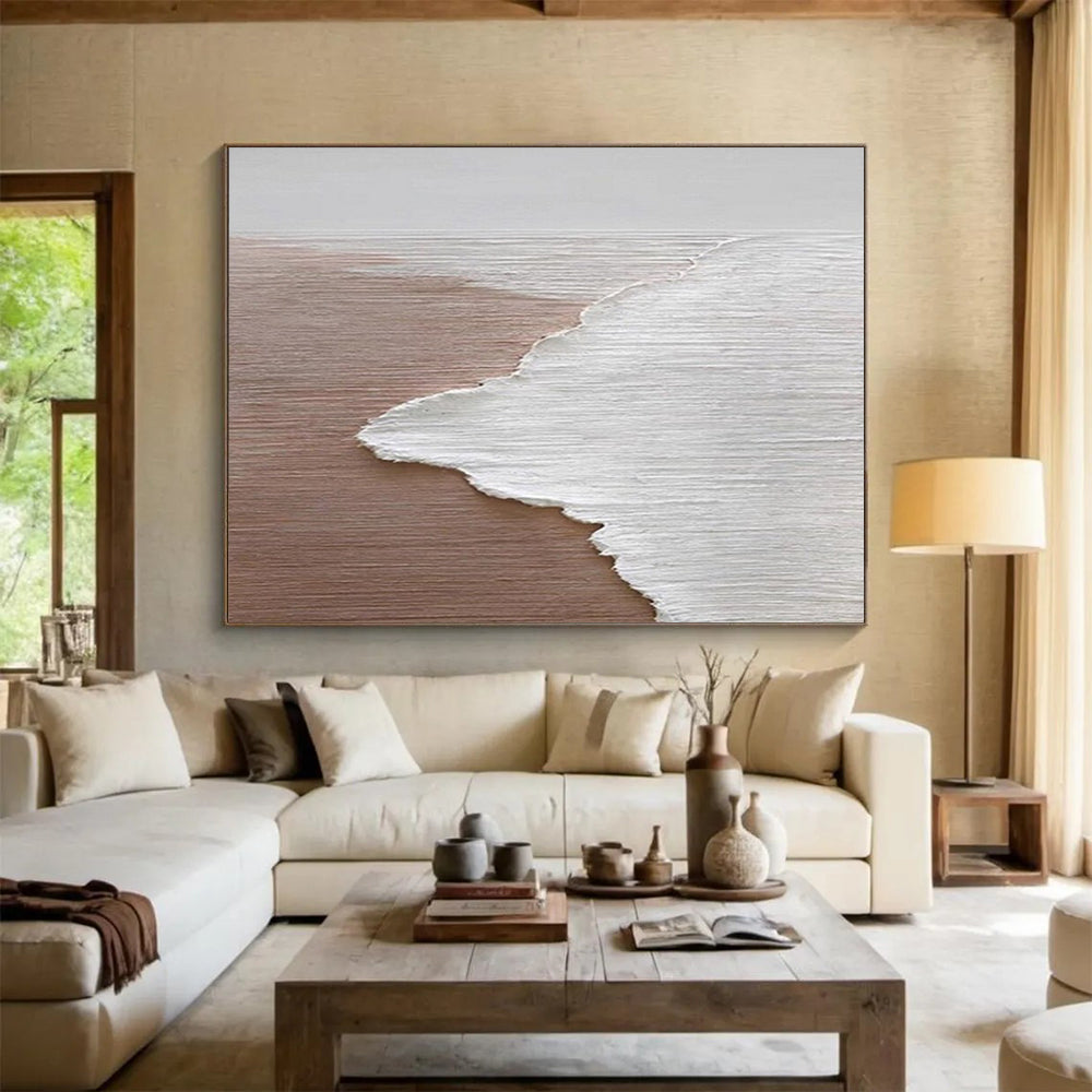 “Minimalist Beach Wave” - Serene Landscape Painting On Canvas PT178