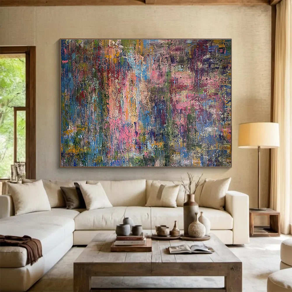 “Vibrant Color Mosaic” - Multicolor Abstract, Textured Wall Art Painting On Canvas DKS715