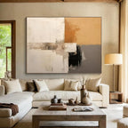 “Neutral - Tone Abstract Geometry” - Brown - Gray - White Abstract Painting On Canvas PT1573