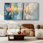 Blue, Yellow, Pink, Purple with Impasto Seascape "Sunset Sail" Impasto Painting On Canvas PS1389