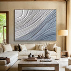 “Blue - Gray Waves” - Blue, Gray Textured Abstract Painting On Canvas PS0387
