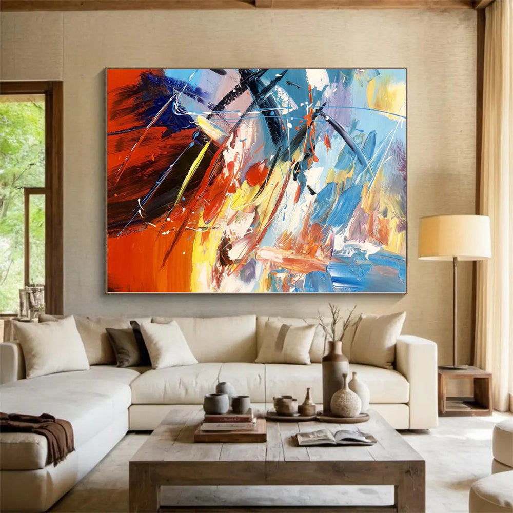 “Vibrant Color - Splash Abstract Composition” - Dynamic Abstract Painting On Canvas PS0317