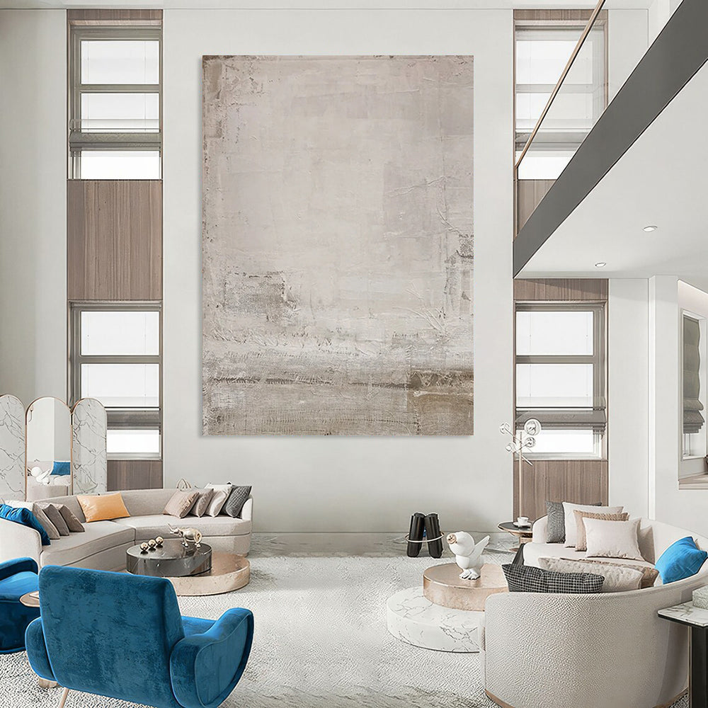 Soft Gray Textured Minimalism Minimalist Abstract Painting On Canvas DS055