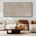 Beige with Textured Impressions "Subtle Terrain" Abstract Painting On Canvas PS1113