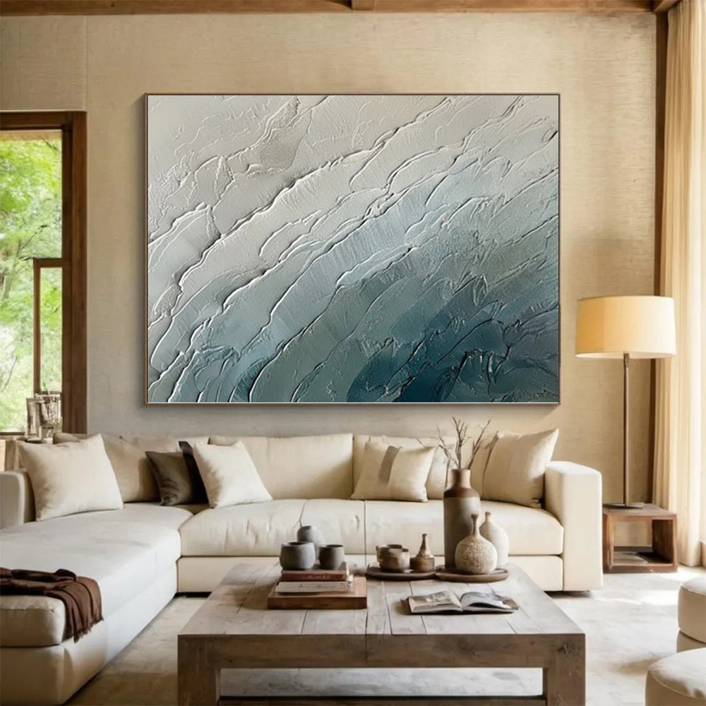 “Blue - Gray Textured Abstract” - Layered Abstract Painting On Canvas PS0084