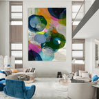 “Colorful Transparent Circles Abstract” - Playful Contemporary Painting On Canvas PT0999