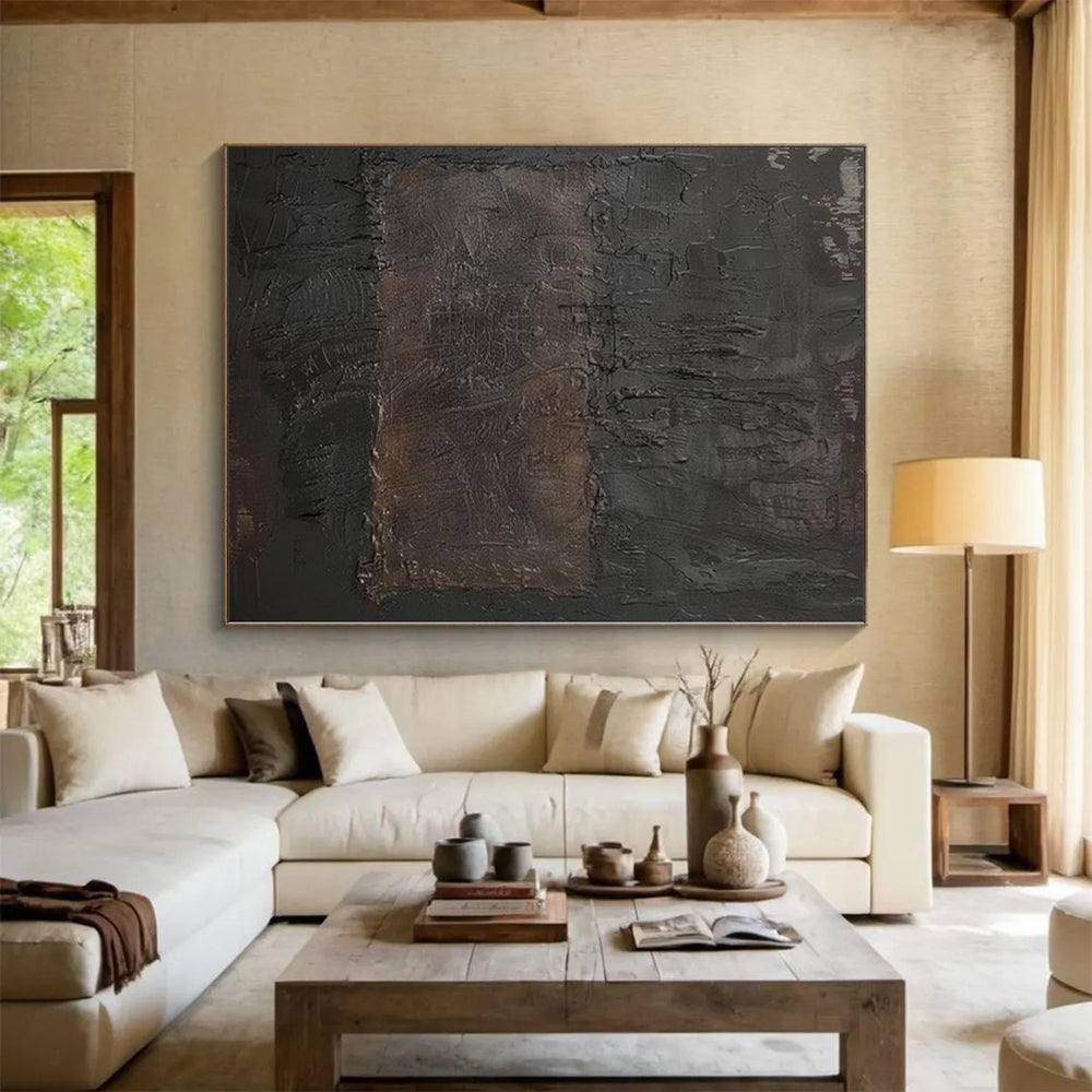 “Dark Textured Abstract” - Mysterious Abstract Painting On Canvas PS0103