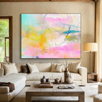 “Pastel - Hued Abstract Web” - Colorful Abstract Painting On Canvas DKS501