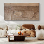 Brown with Subtle Carved Shape "Earthen Trace" Minimalist Sculptural Painting On Canvas PS1201