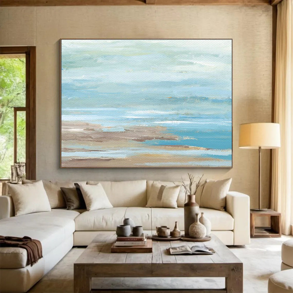 “Coastal Hues” - Serene Beach Landscape Painting On Canvas DKS421