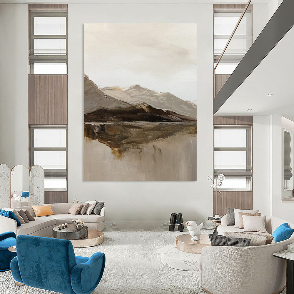 “Mountain and Lake Reflection” - Landscape - Inspired Abstract Painting On Canvas DS358