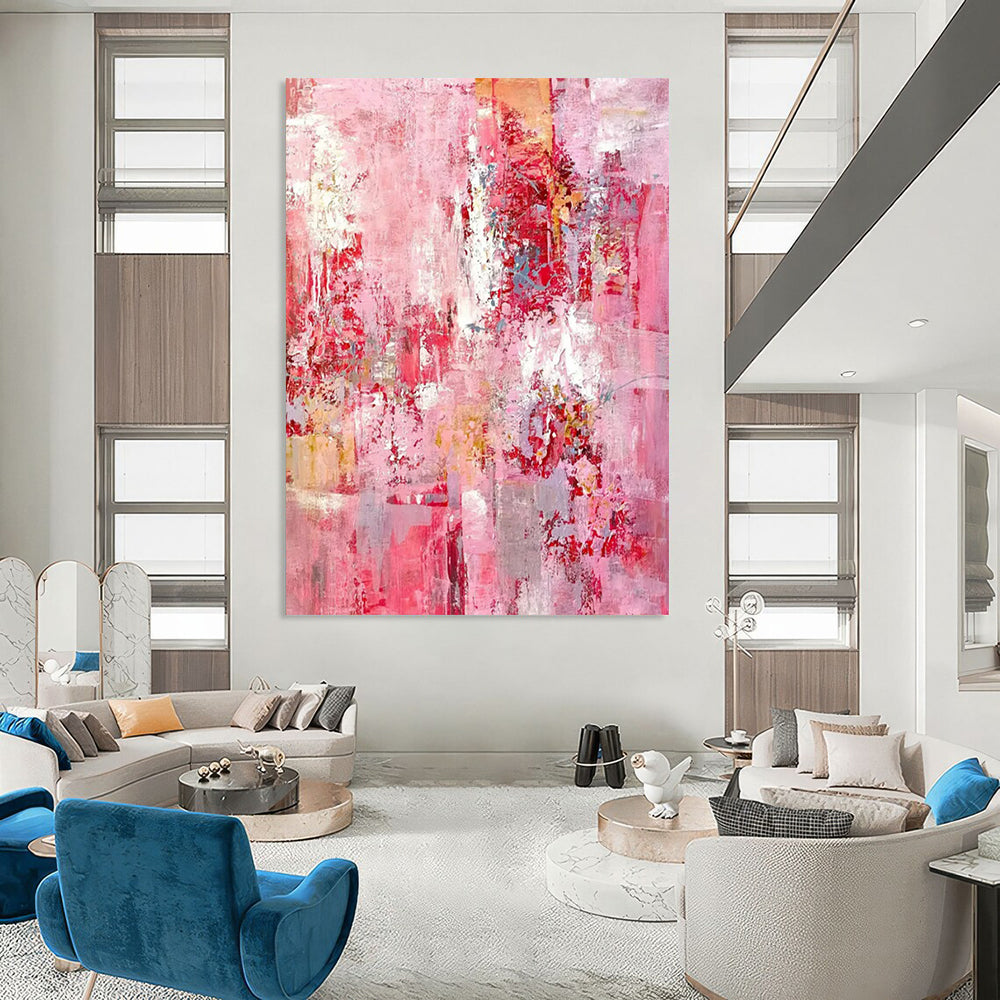 “Pink Abstract Rhapsody” - Expressionist Abstract Painting On Canvas PT2300