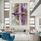 “Purple - Gold Fusion” - Intricate Metallic & Purple Layers Painting On Canvas DS135