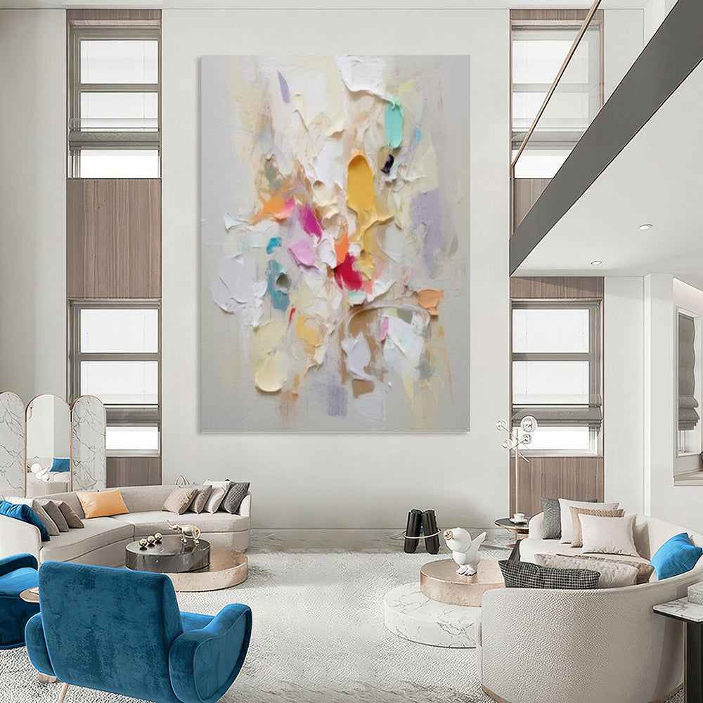 “Colorful Textured Blooms: Impasto Floral Art” - Lively Botanical Painting On Canvas PT0973