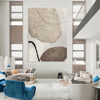 “Beige - Brown Textured Shapes” - Textural Abstract Painting On Canvas PT1121