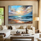 Colorful Seaside Sunset Impressionist Seascape Painting On Canvas DKS152