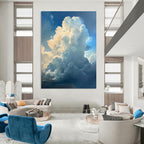 “Blue - White Fluffy Clouds” - Impressionistic Sky Painting On Canvas DS006