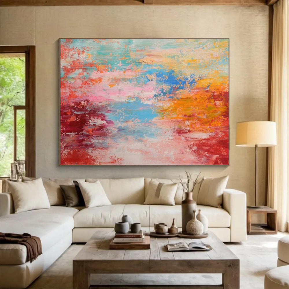 “Rainbow - Toned Abstract Burst” - Abstract Expressionist Painting On Canvas PS0030