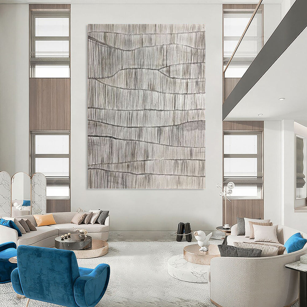 “Monochrome Textured Waves” - Monochromatic Abstract Painting On Canvas PT1042