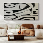 Black and White Organic, "Fluid Shapes" – Organic Abstract Painting On Canvas PS0989