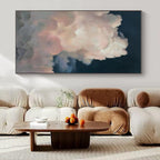 Dark Blue, Pink, Purple with Fluffy Textures "Cotton Candy Sky" Abstract Painting On Canvas PS1423