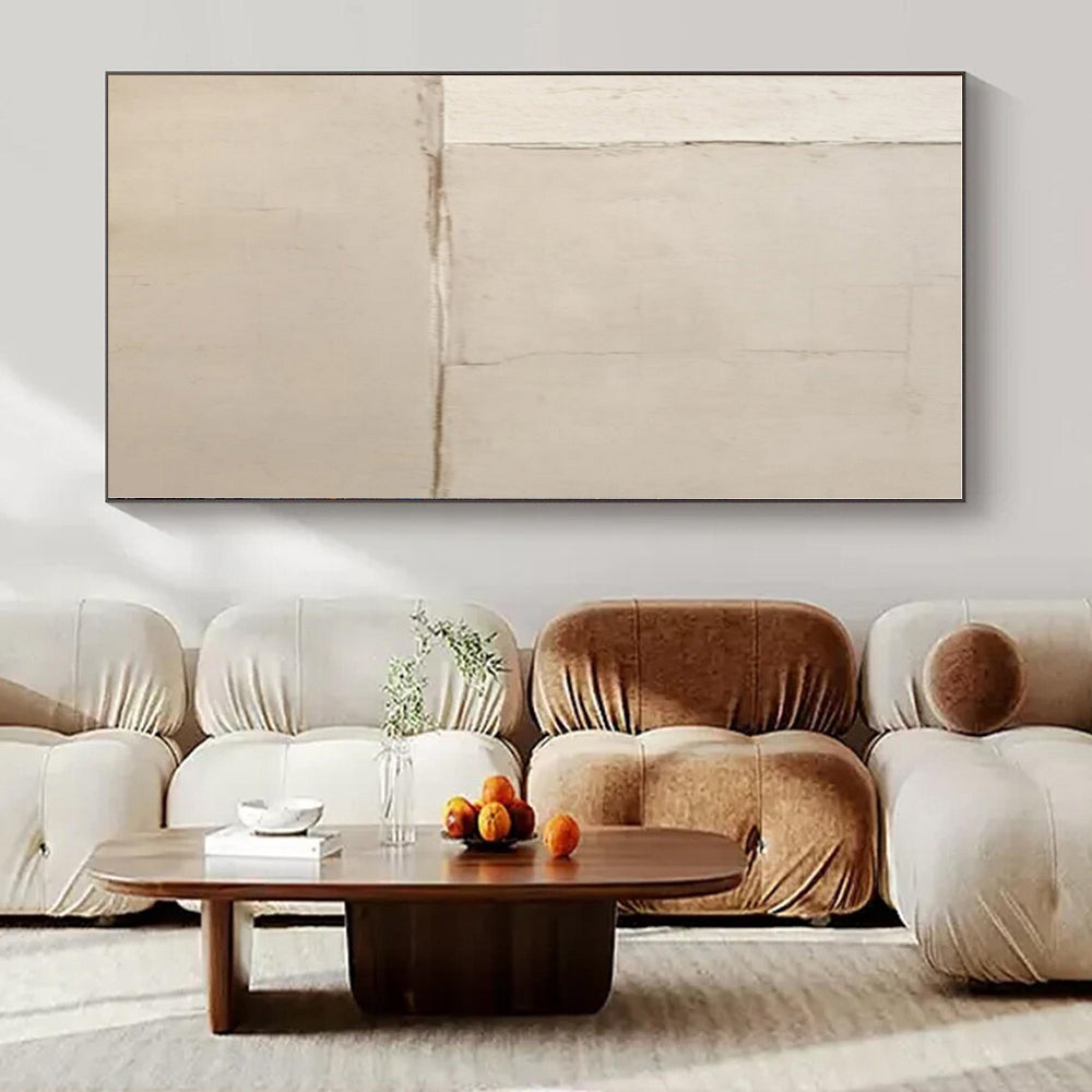 Beige with Subtle Cracks "Cracked Calm" Abstract Painting On Canvas PS1304