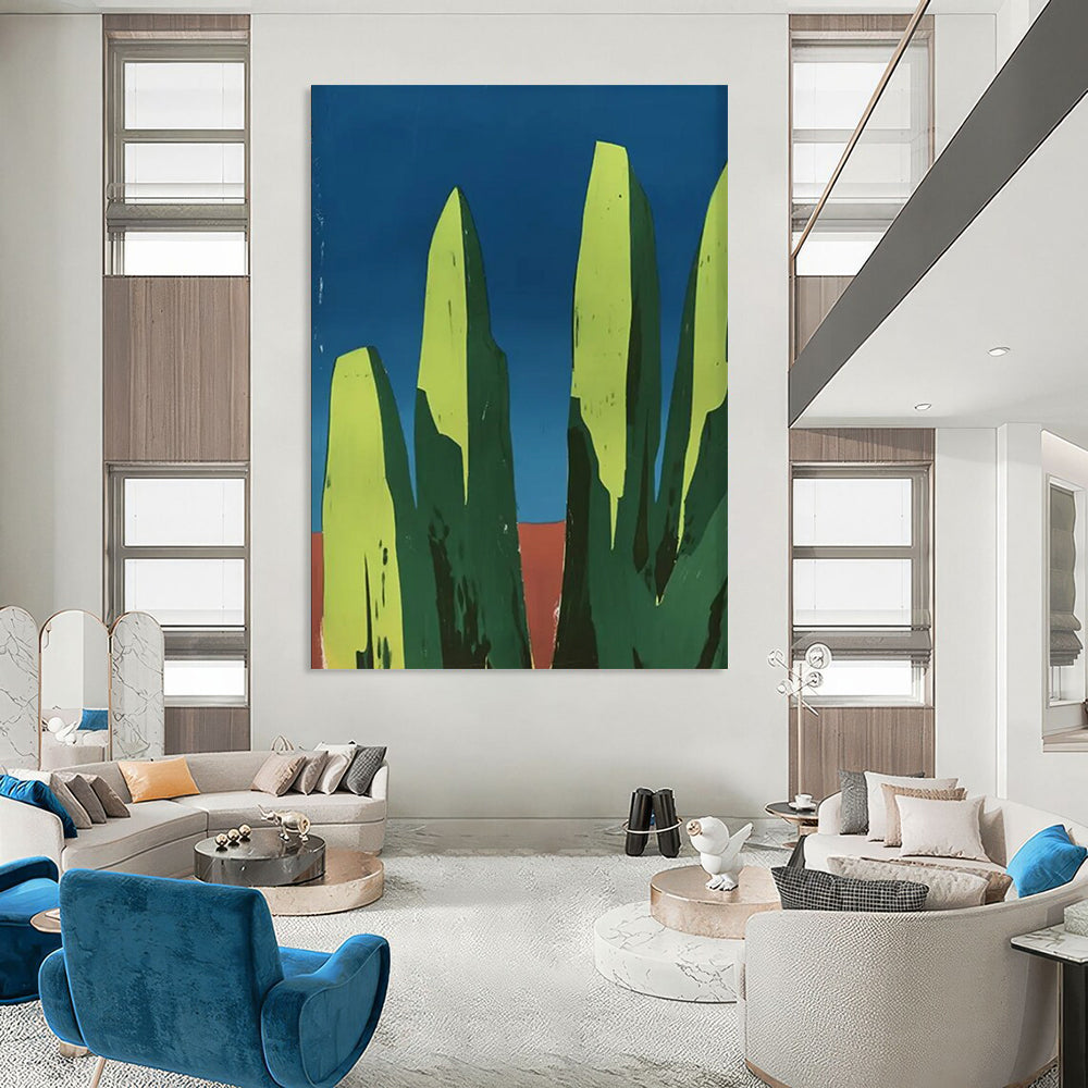 Minimalist Green Rocks Painting On Canvas DS093
