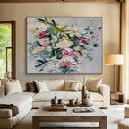 Colorful Blooms - Flower Bouquet Oil Painting, Ideal for Living Room & Bedroom DKS661
