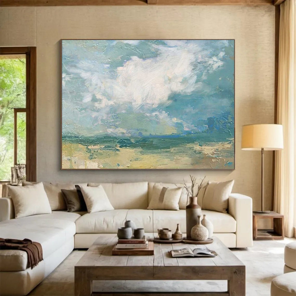 “Soft Abstract Landscape” - Muted Tones “Gentle Morning” Painting On Canvas PT1663