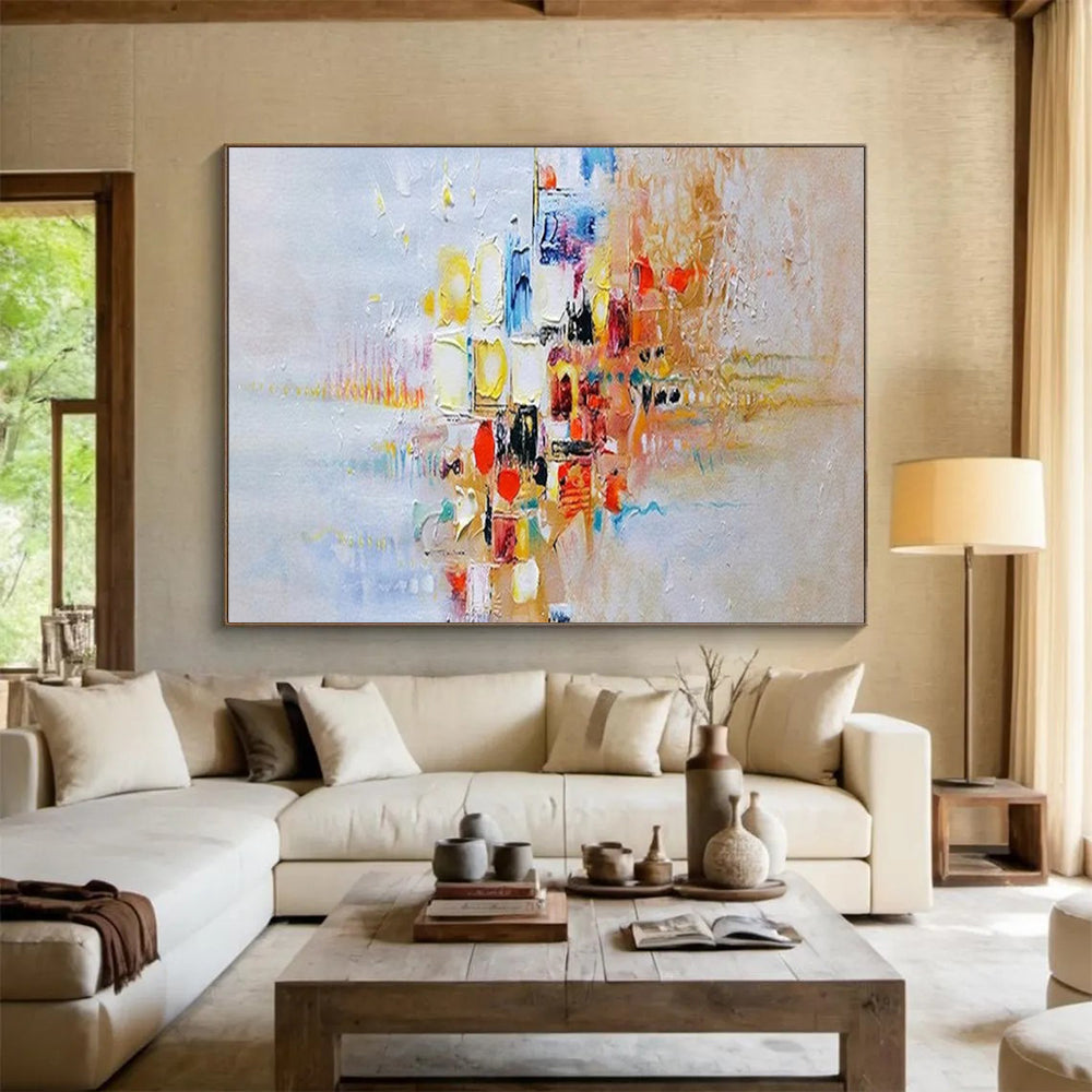 “Colorful Urban Abstract” - Vibrant Cityscape Painting On Canvas PT180