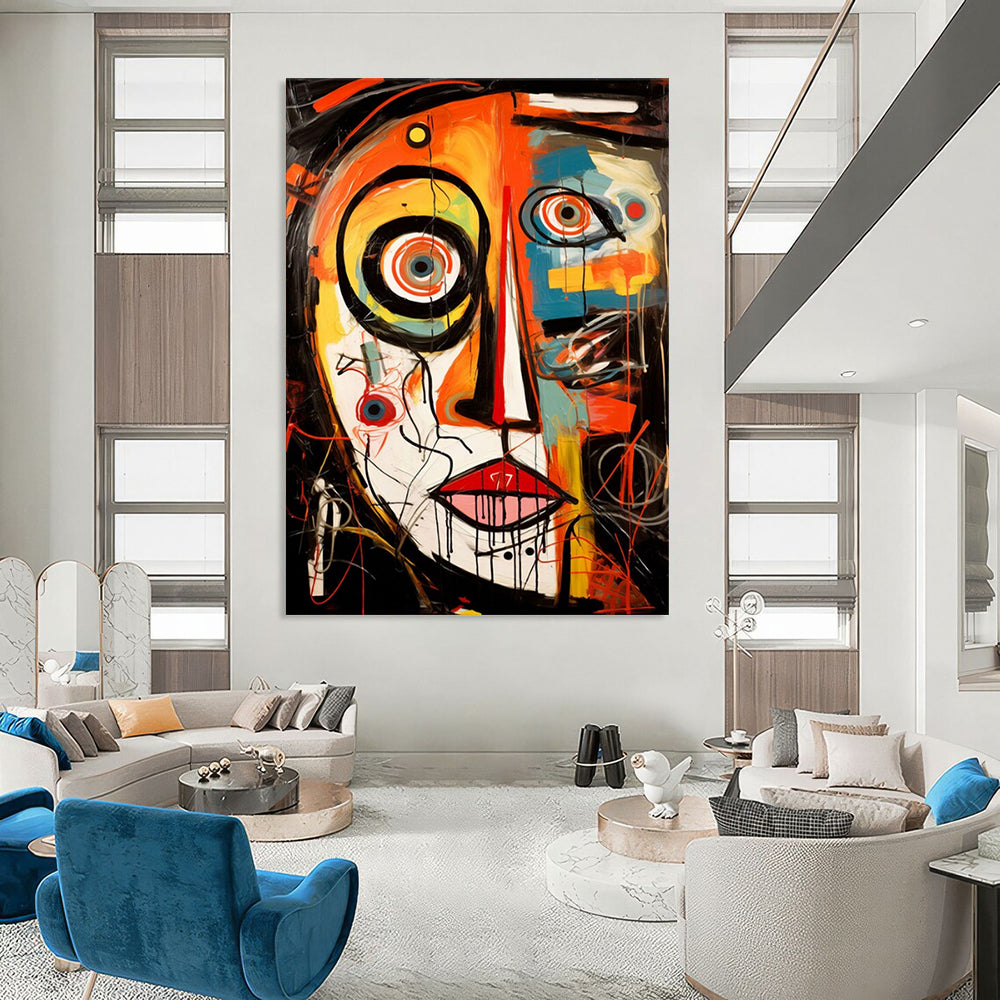 “Colorful Abstract Face” - Neo - Expressionist Painting On Canvas PT2211