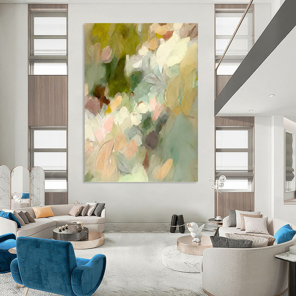 “Soft Color Flower Abstract” - Minimalist Floral Painting On Canvas PT1352