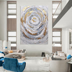 “Grey - Gold Swirl” - Textured Abstract Painting On Canvas PT1286