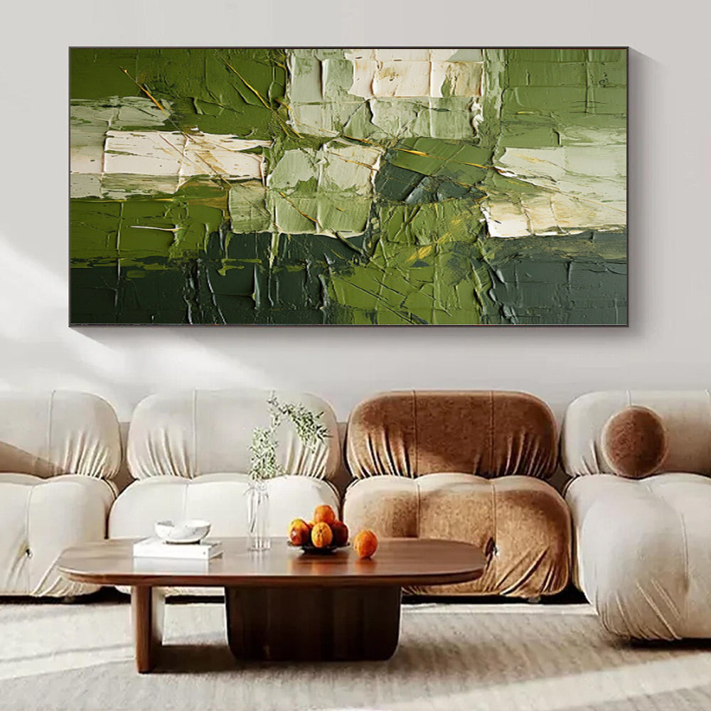 “Textured Green Abstract” - Impasto Abstract Painting On Canvas PS0187
