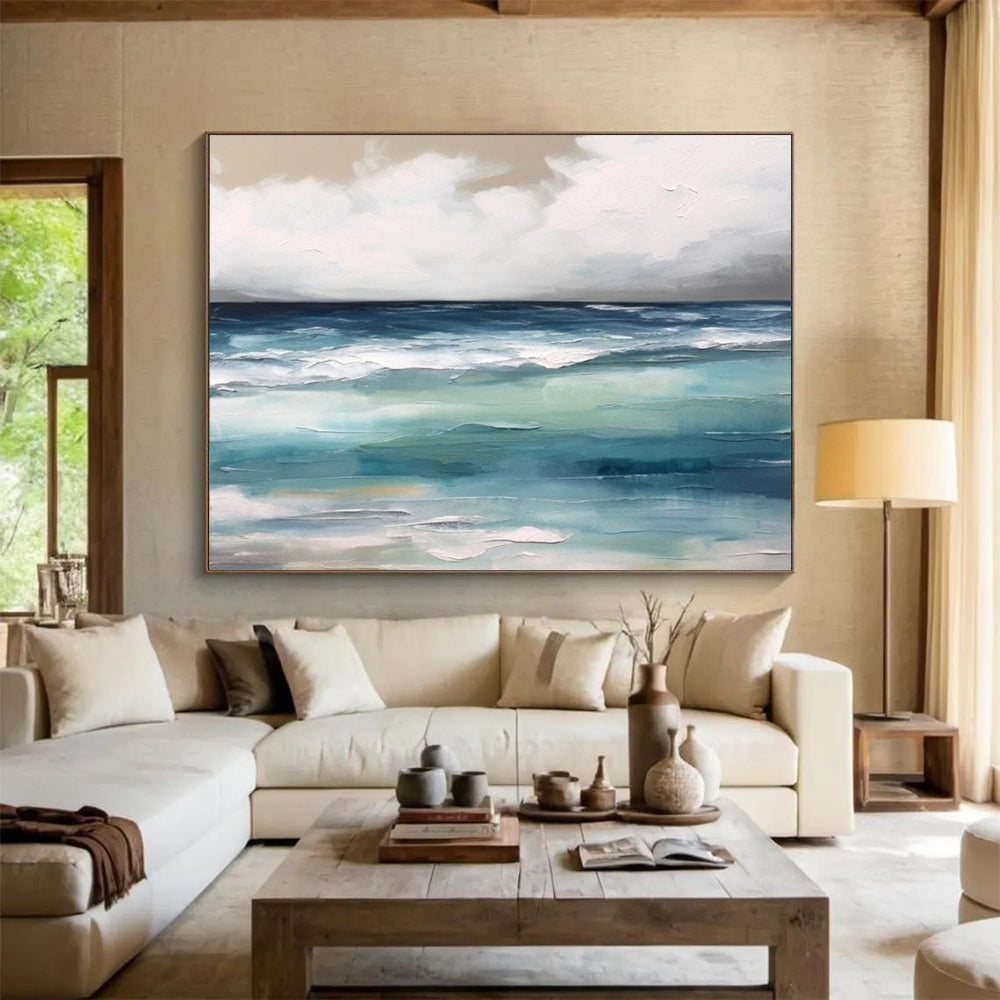“Layered Ocean Blues” - Textured Seascape Painting On Canvas PT051