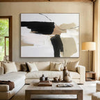 Black, White, Beige Bold Blocks “Urban Silence” - Painting On Canvas PS0798