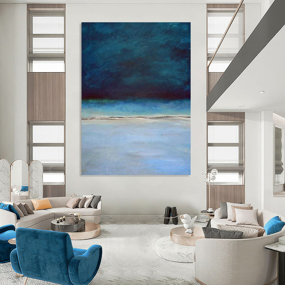 “Gradient Seascape: Deep Blue to Light Blue” - Minimalist Ocean Painting On Canvas PT0938
