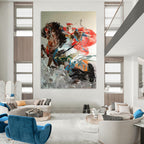 “Chinese Warrior on Horseback” - Oriental, Heroic - Themed Painting On Canvas PT1589