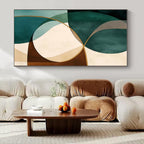 Teal, Brown, Beige with Curved Shapes "Elegant Curves" Abstract Painting On Canvas PS1264