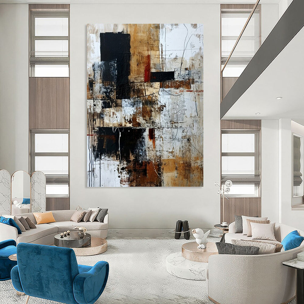 “Brown - Black Abstract” - Abstract Expressionist Painting On Canvas PT1330