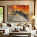 “Orange and Gray Abstract Contrast” - Abstract Impasto Painting On Canvas PS0026