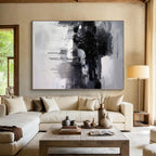 “Black - White - Grey Ink - like Abstract Drippings” Painting On Canvas PS0376