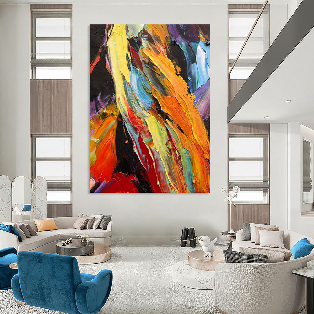 “Colorful Textured Abstract” - Palette - Knife Abstract Painting On Canvas PT1281