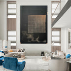 “Black & Gold Grid Abstract” - Geometric Abstract Painting On Canvas DS306