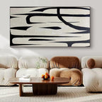 Black and White with Bold, Intertwined Forms "Dynamic Interplay" Abstract Painting On Canvas PS1133