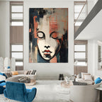 “Abstract Portrait” - Cubist - Inspired Facial Layers Painting On Canvas DS124