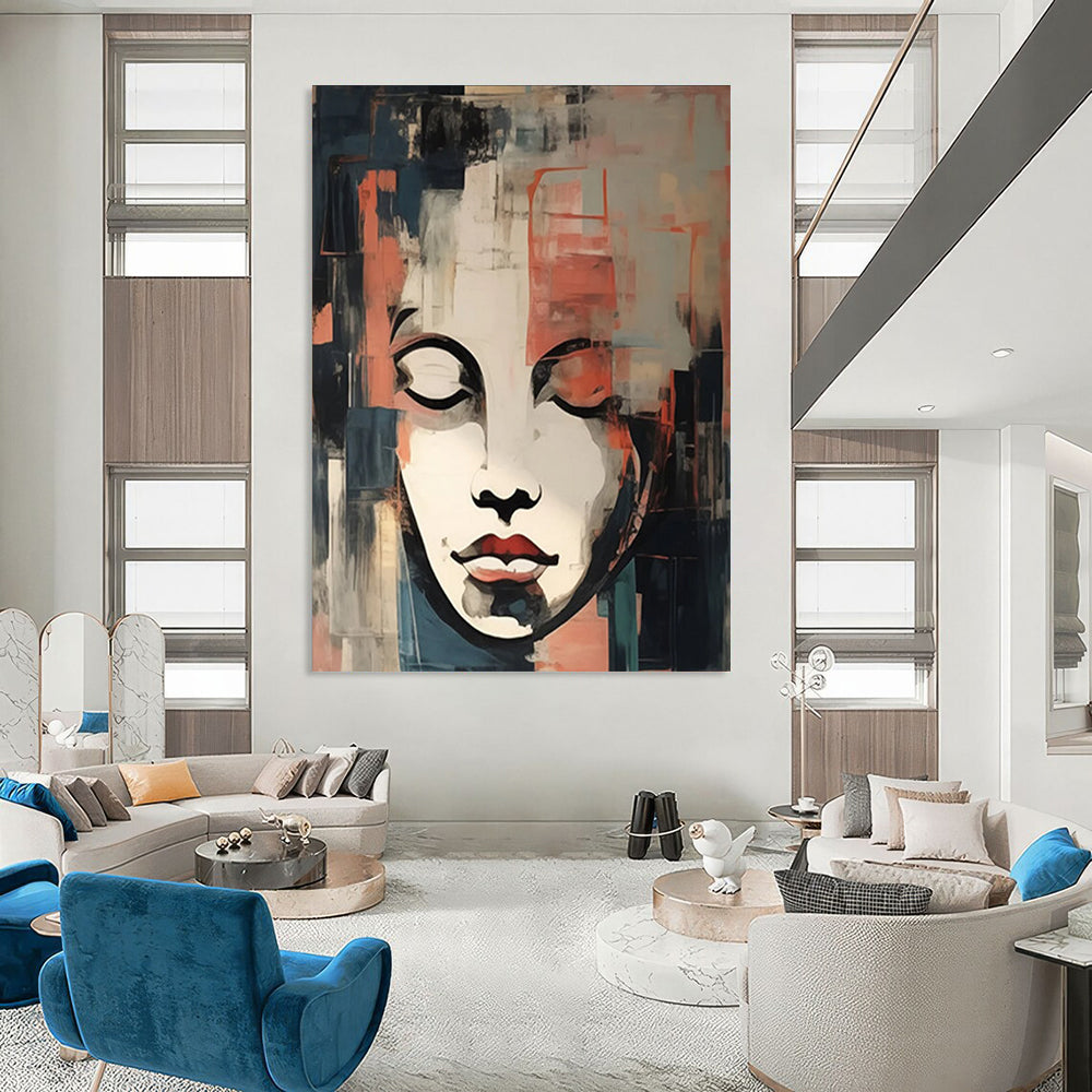 “Abstract Portrait” - Cubist - Inspired Facial Layers Painting On Canvas DS124