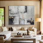 Gray - Gold Geometric Abstract - Modern Abstract Painting On Canvas DKS351